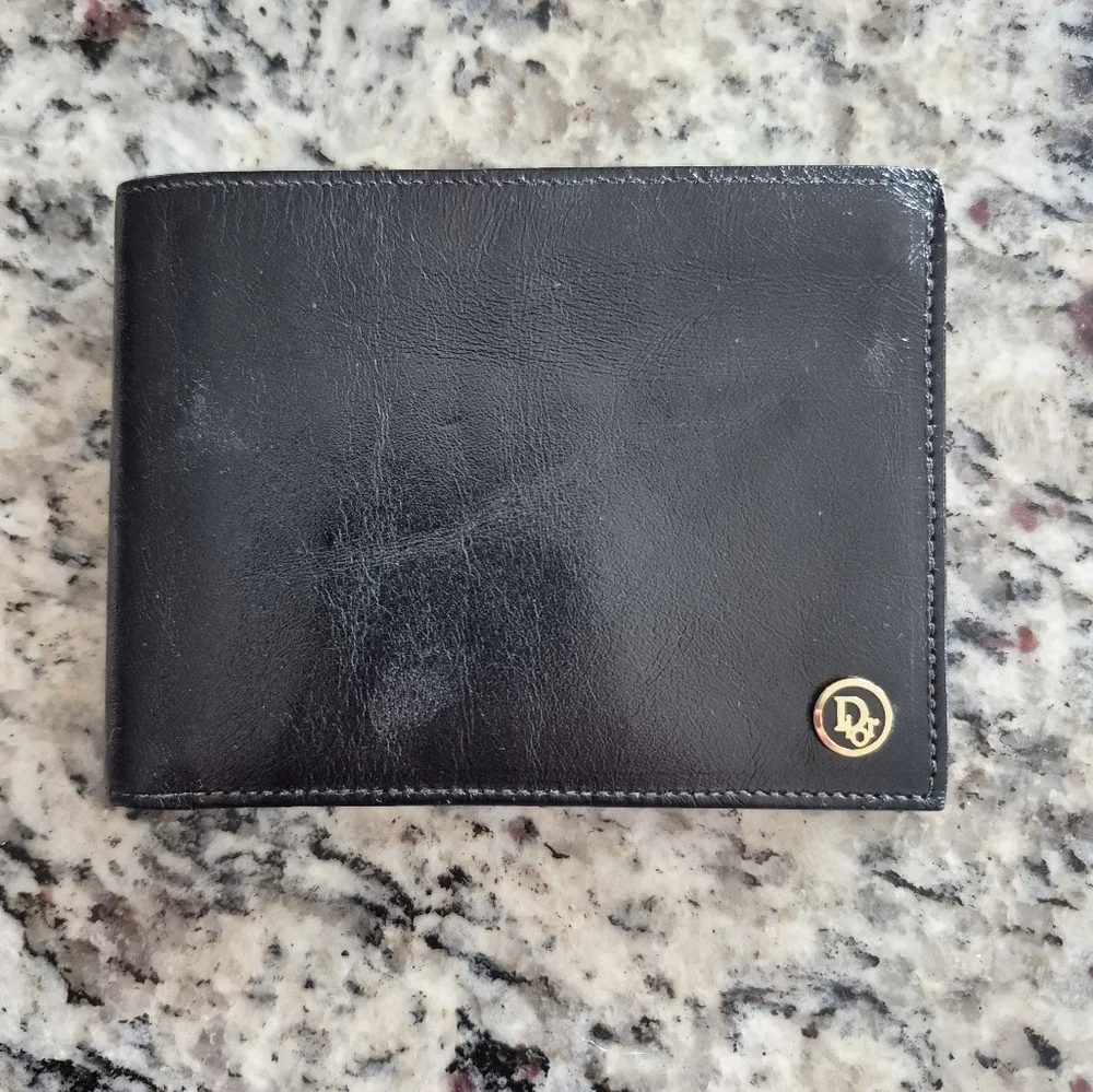 DIOR Vintage Black Leather Bi-Fold Wallet